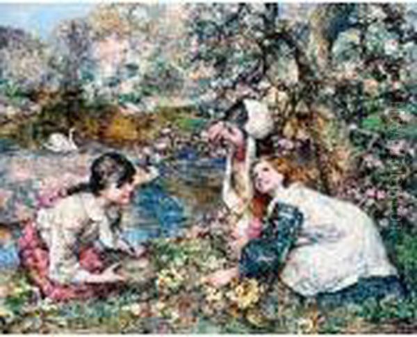 Spring In The Lake Wood Oil Painting by Edward Atkinson Hornel