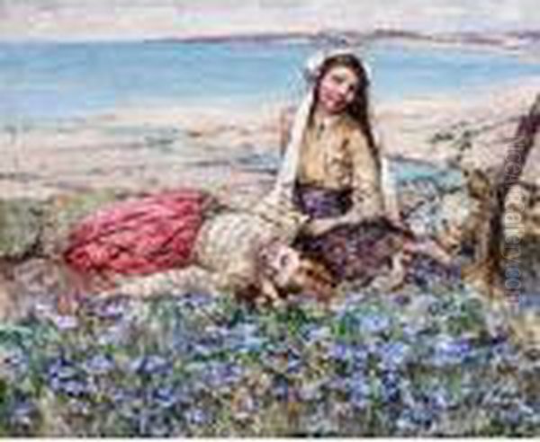 Picking Violets, Brighouse Bay Oil Painting by Edward Atkinson Hornel