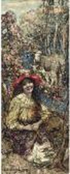 The Little Shepherdess Oil Painting by Edward Atkinson Hornel