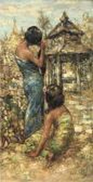 Burmese Hairdresser Oil Painting by Edward Atkinson Hornel