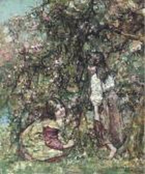 Picking Blossom Oil Painting by Edward Atkinson Hornel