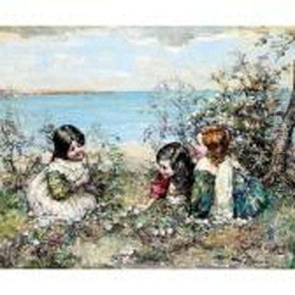 Gathering Flowers Oil Painting by Edward Atkinson Hornel