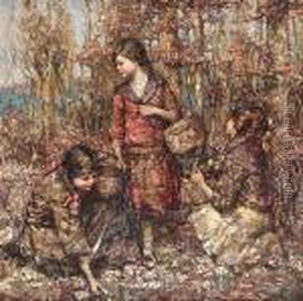 Gathering Snowdrops Oil Painting by Edward Atkinson Hornel