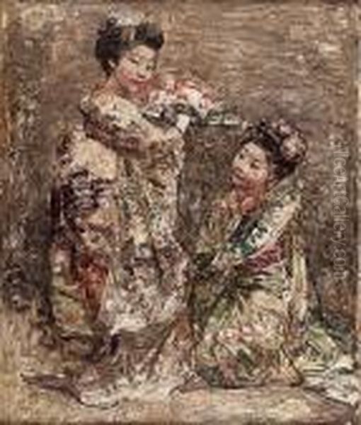 Two Geishas Oil Painting by Edward Atkinson Hornel