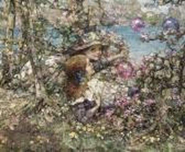 Balloons In The Woods Oil Painting by Edward Atkinson Hornel