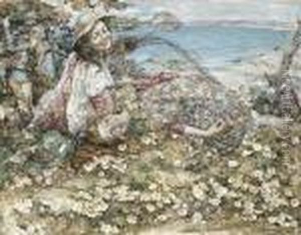 The Peacock Feather Oil Painting by Edward Atkinson Hornel