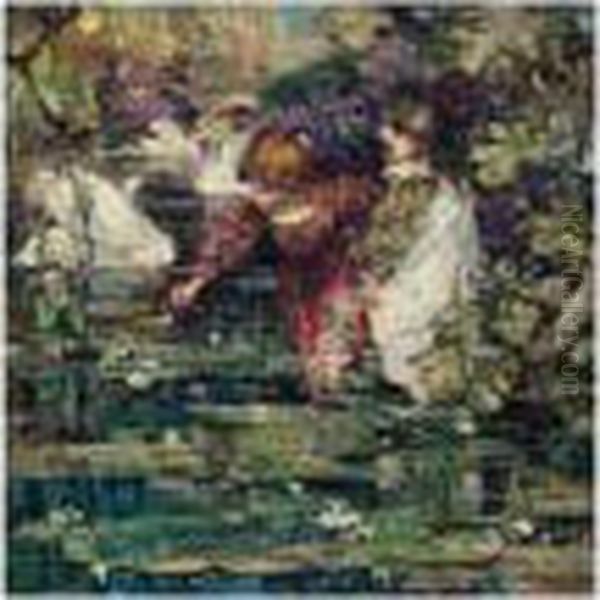 The Swan Lake Oil Painting by Edward Atkinson Hornel