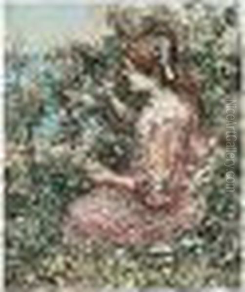 Picking Primroses Oil Painting by Edward Atkinson Hornel