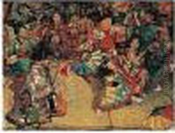 Japanese Dancing Girls Oil Painting by Edward Atkinson Hornel