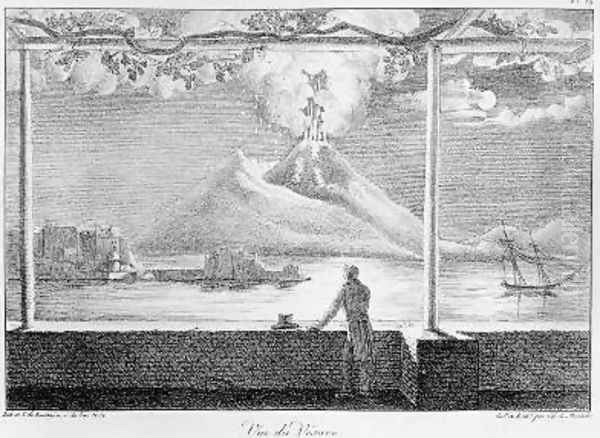 View of Vesuvius from Receuil des cartes et des vues du voyage en Amerique en Italie en Sicile et en Egypt fait pendant les annees 1816-21 Oil Painting by Edouard de Montule