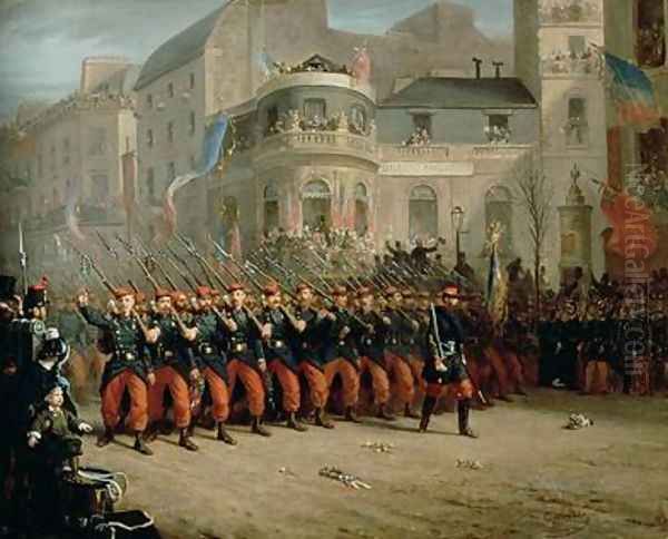 The Return of the Troops from the Crimea Boulevard des Italiens in front of the Hanover Pavilion December 1855 Oil Painting by Emmanuel Masse