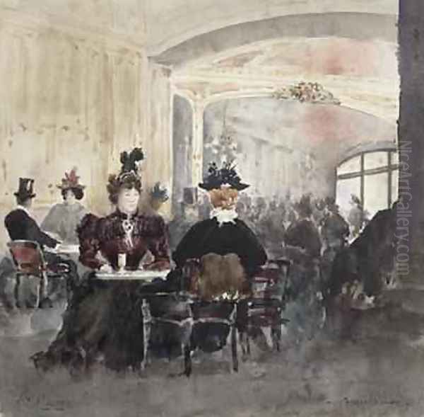 Interior of the Concert Rouge Oil Painting by Henri Laurent Mouren