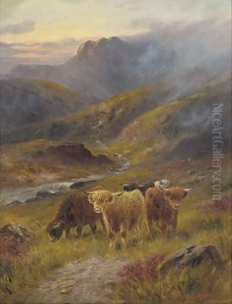 Highland cattle Oil Painting by John Morris