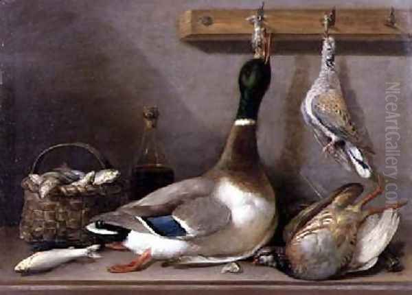 Still Life of Game and Fishes 1815 Oil Painting by Bartolome Montalbo