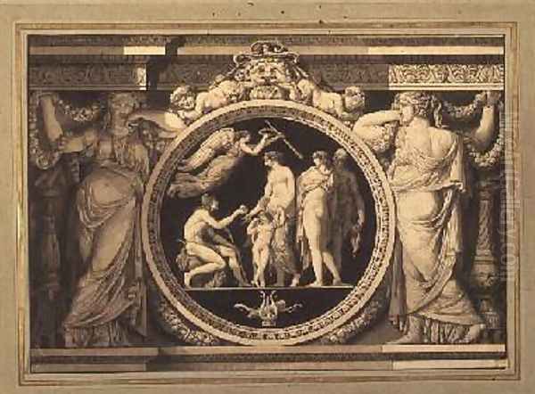 Design for a relief of The Judgement of Paris Oil Painting by Jean Guillaume Moitte