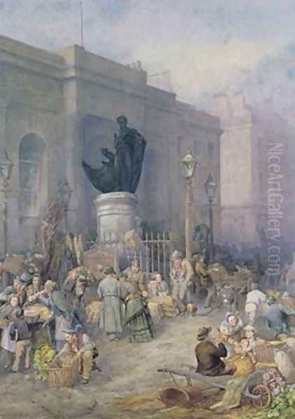 Market Morning Birmingham 1876 Oil Painting by Frederick Mercer