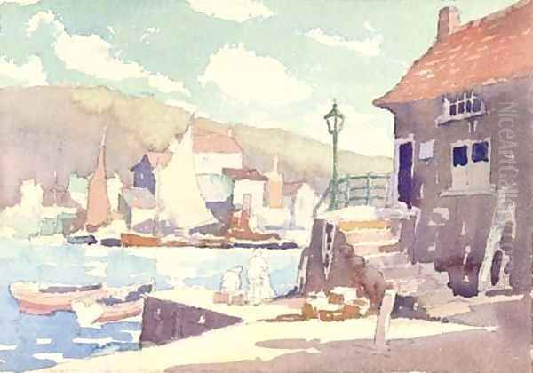 Idle chatter in a fishing hamlet Oil Painting by Frederick Mercer