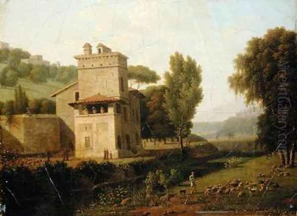 The Casa Cenci in the Borghese Gardens Rome 1805 Oil Painting by Jean-Honore Marmont de Barmont