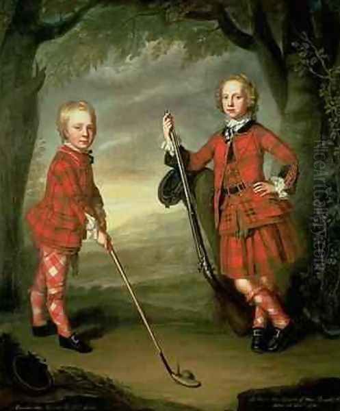 The Macdonald Boys Sir Alexander Macdonald 1745-95 9th Baronet of Sleat and 1st Baron of Slate, with Sir James Macdonald 8th Baronet of Sleat 1742-66 Oil Painting by William Mosman