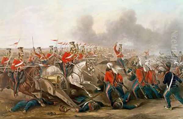 Charge of the 16th Queens Own Lancers at the battle of Aliwal 1846 Oil Painting by Henry Martens