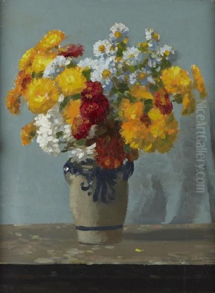 Still Life With Marguerites And Marigolds Oil Painting by George Houston