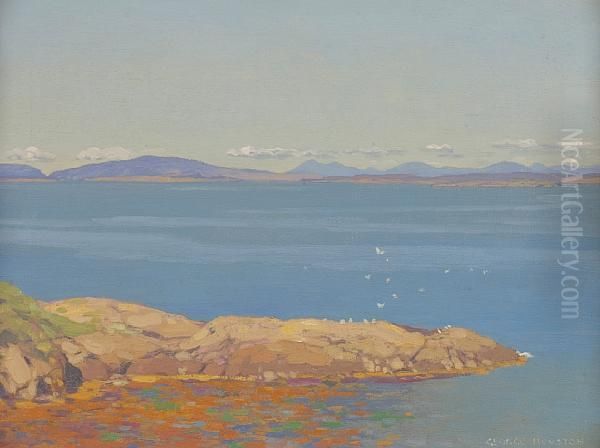 Seascape, Probably Iona Oil Painting by George Houston