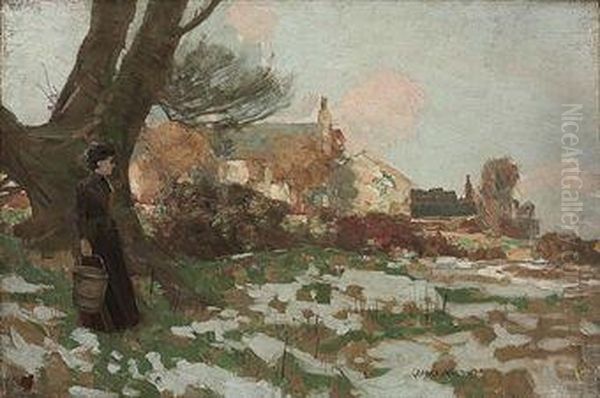 A Farm Winter, Near West Kilbride Oil Painting by George Houston