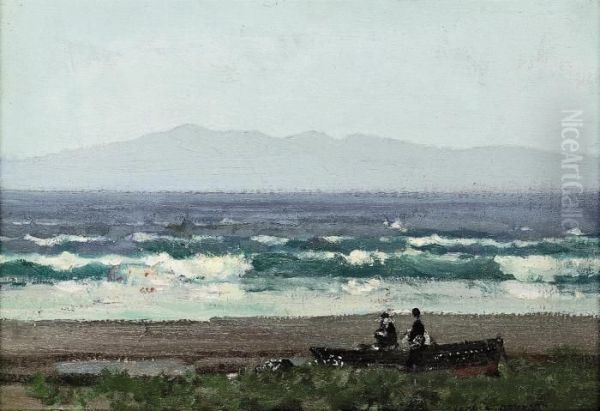 The Ayrshire Coast, Looking Towards Arran Oil Painting by George Houston