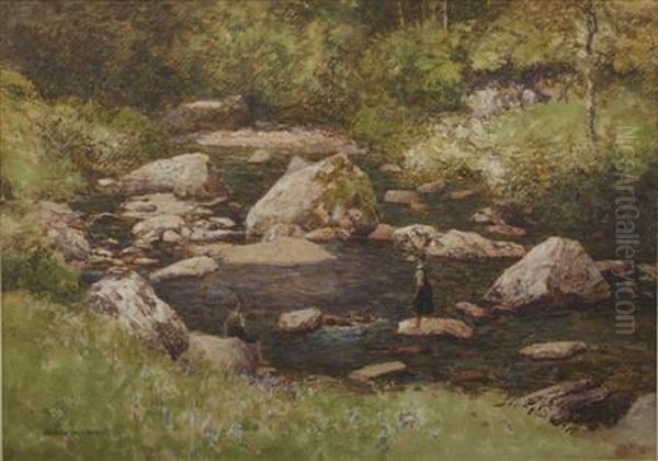 Fording The Stream Oil Painting by George Houston