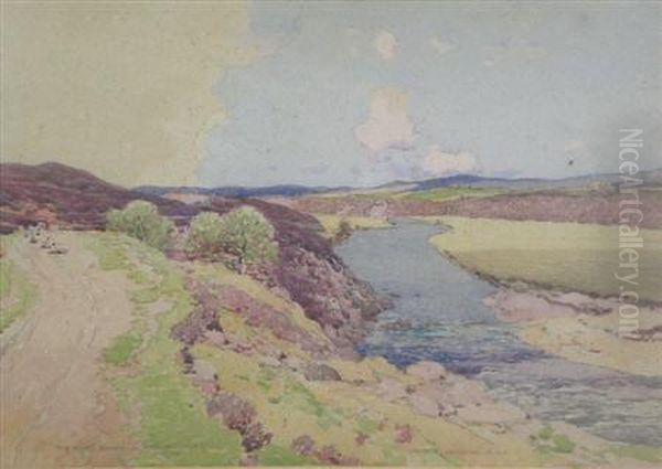 The River Naver, Sutherlandshire Oil Painting by George Houston