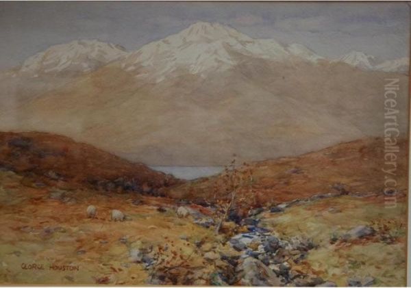 Houston, Watercolour 'highland 
Loch'label On Reverse For Annan & Sons, Glasgow, 25x35cm Oil Painting by George Houston