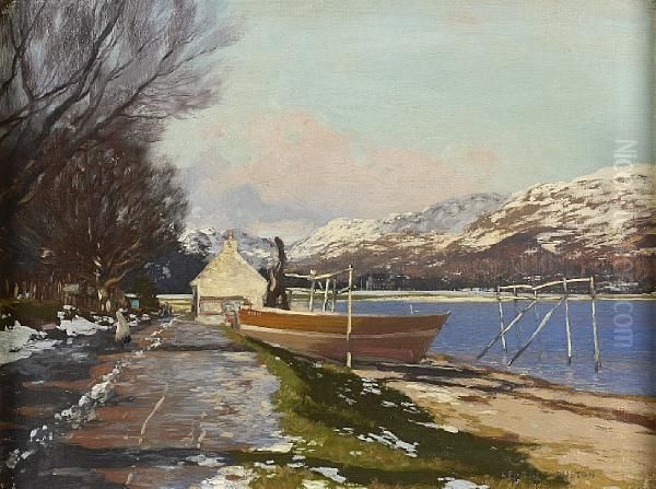 Boat Yard At Winter by George Houston