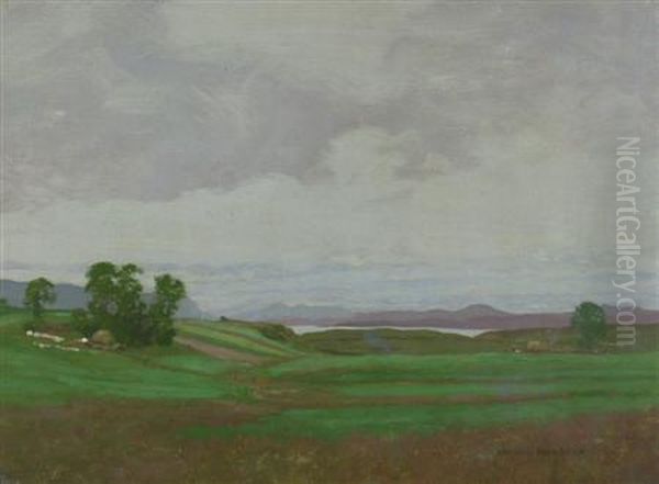 A Distant View Of Loch Lomond Oil Painting by George Houston