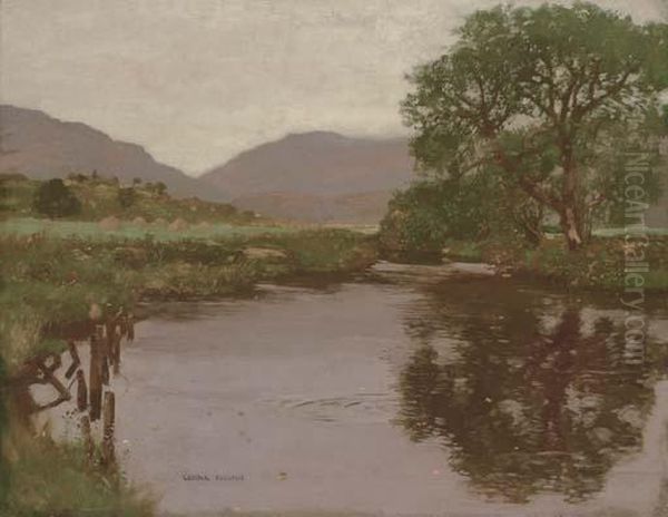 A River Landscape Oil Painting by George Houston