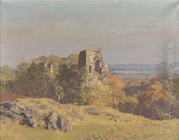 Autumn, The Ruined Castle Oil Painting by George Houston