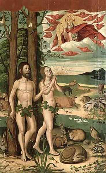 Adam and Eve in the Garden of Eden Oil Painting by Pere Mates