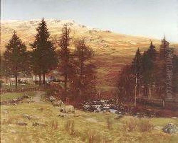 A Highland Farmstead Oil Painting by George Houston