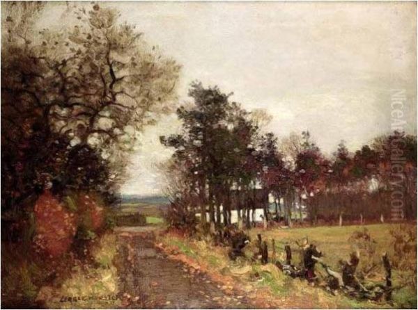 A Renfrewshire Lane Oil Painting by George Houston