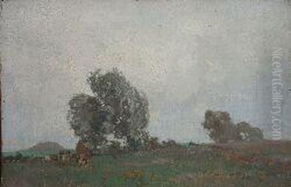 Cattle In An Open Meadow Oil Painting by George Houston