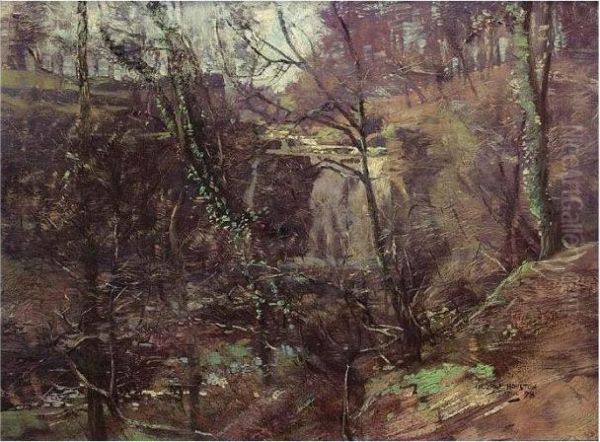 A View Of A Waterfall In A Glen Oil Painting by George Houston