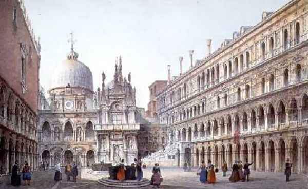 The Courtyard of Palazzo Ducale Venice Oil Painting by Marco Moro