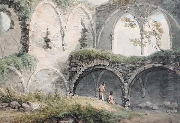 Easby Abbey Oil Painting by Samuel Howitt