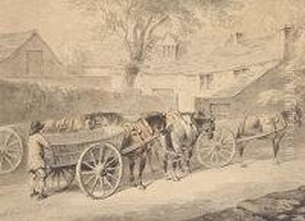 Horses And Carts Oil Painting by Samuel Howitt