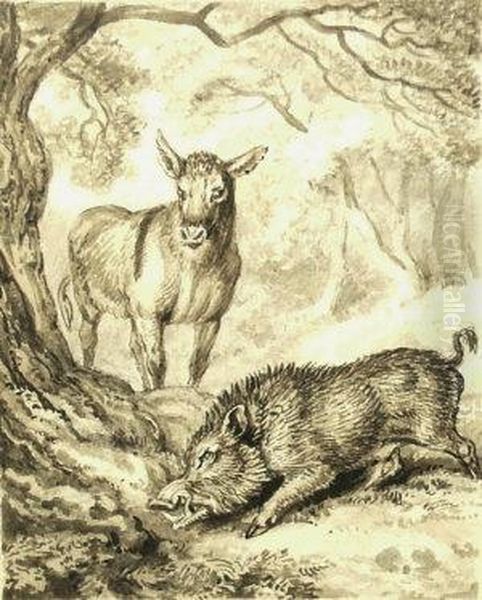 Illustration To The Fable Of The Ass And Wild Boar Oil Painting by Samuel Howitt