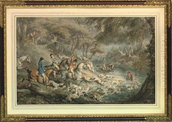 A Stag Hunt: The Kill Oil Painting by Samuel Howitt