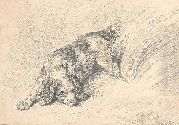 A Study Of A Spaniel On A Scent; A Study Of A Ram's Head Oil Painting by Samuel Howitt