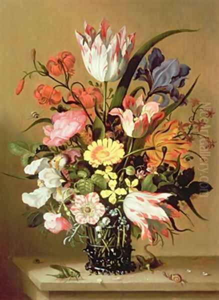 Flowers in a Vase Oil Painting by Jacob Marrel