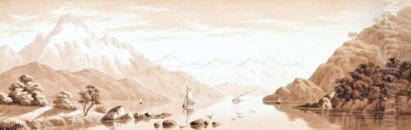 Mt Earnslaw From Lakewakatipu Oil Painting by John Barr Clarke Hoyte