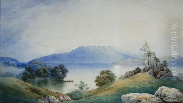 Lake Tarawera From Wairoa Oil Painting by John Barr Clarke Hoyte