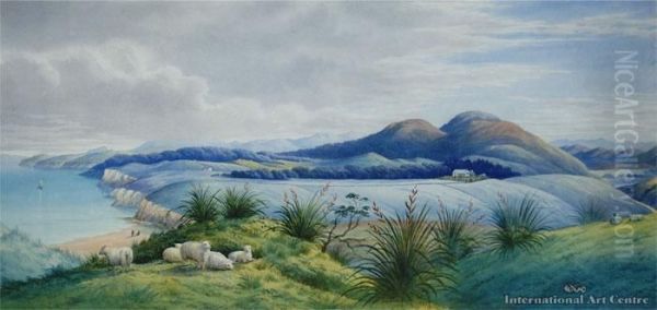 Marlborough Bay Oil Painting by John Barr Clarke Hoyte